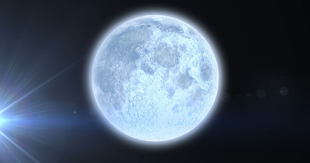 Full Moon Glowing in Night Sky with Radiant Light