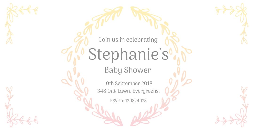 Elegant Baby Shower Invitation with Floral Wreath Design - Download Free Stock Templates Pikwizard.com