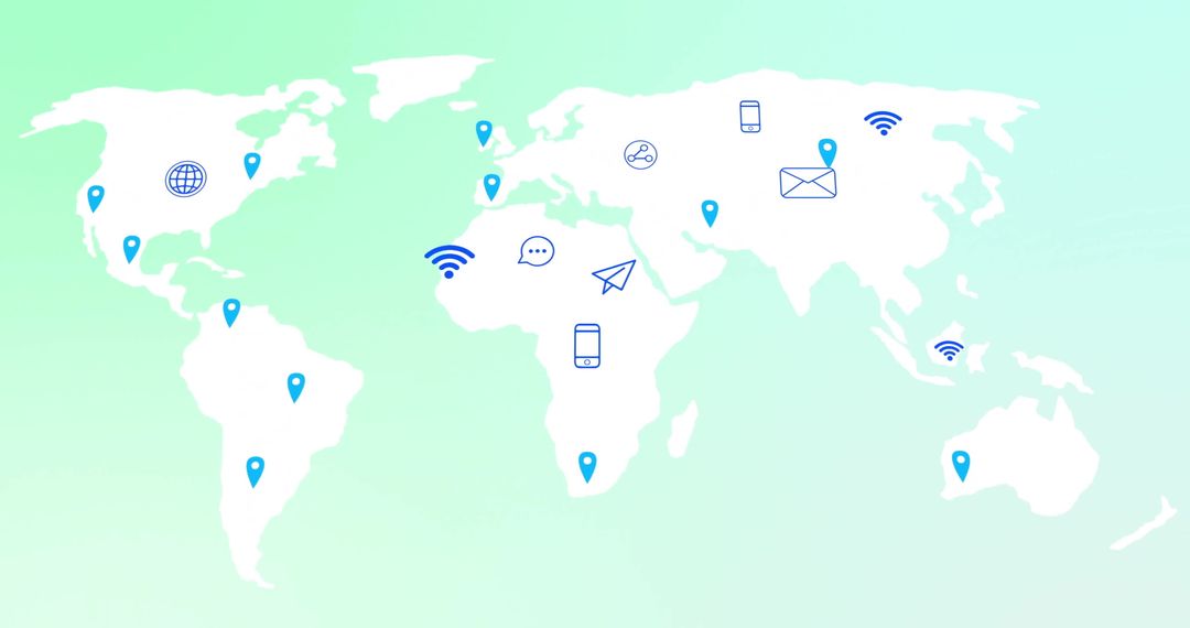 Global Network Icons on World Map Connectivity