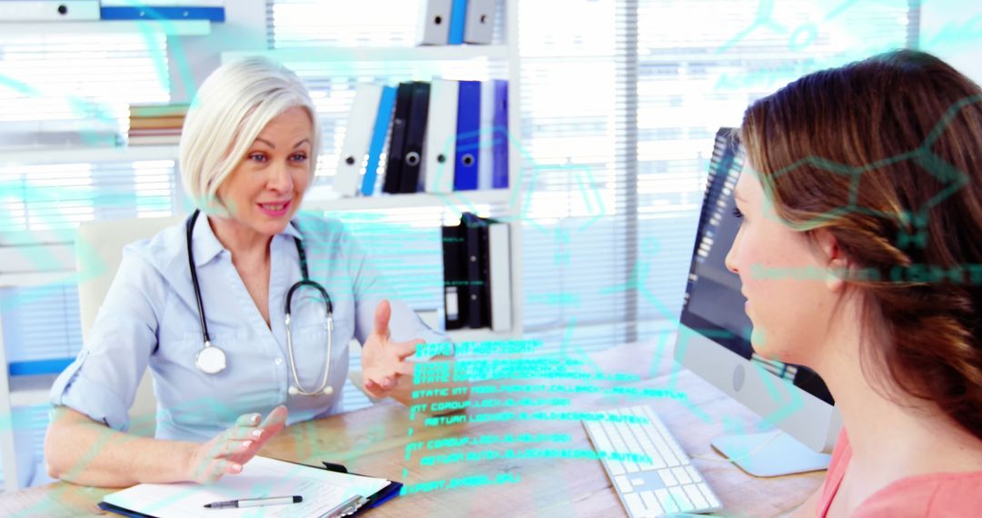 Doctor and Patient Interaction with Digital Data Overlay in Modern Office