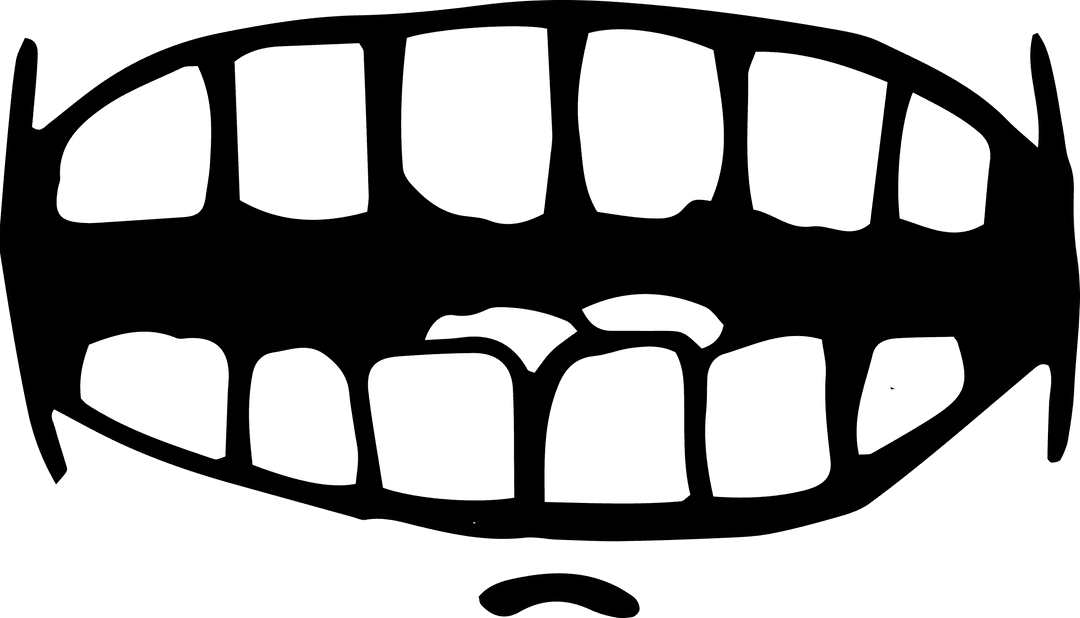 Black and White Transparent Vector of Cartoon Teeth