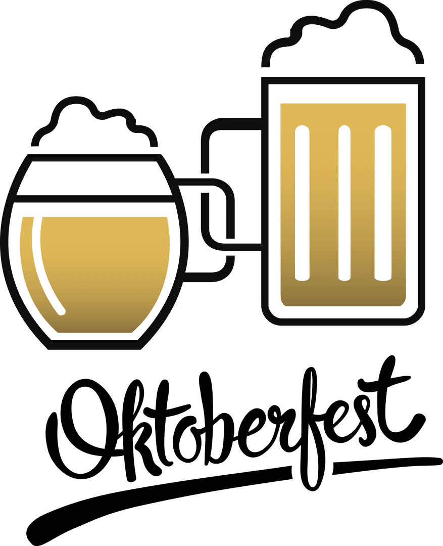 Transparent Beer Glasses Illustrations with Oktoberfest Text