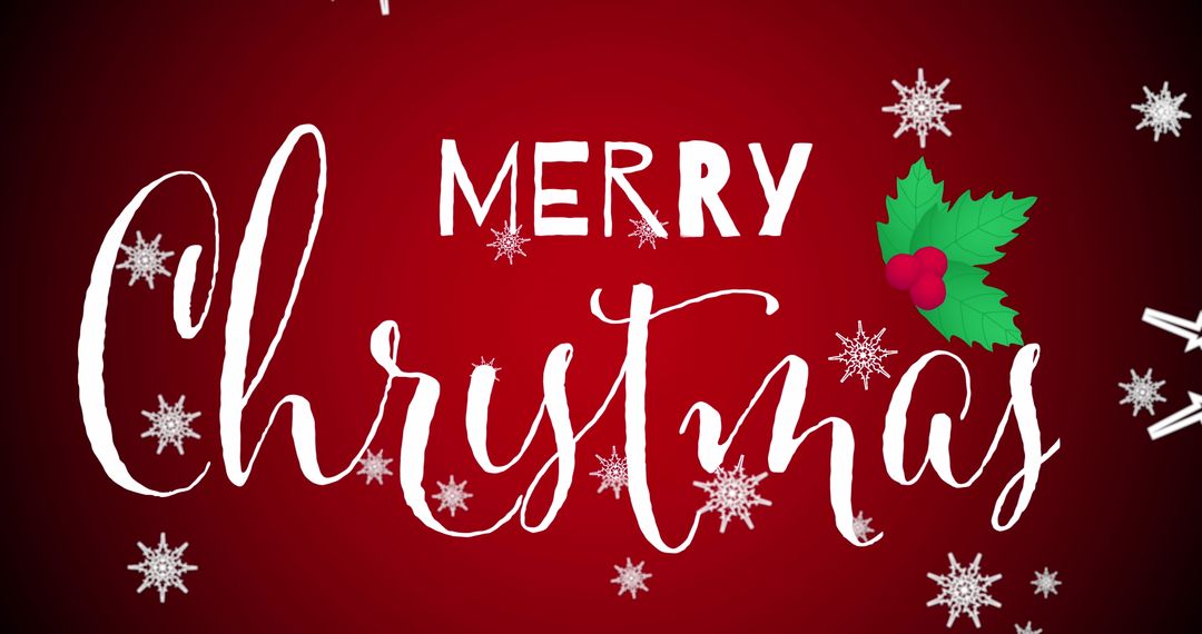 Festive Christmas Greetings with Falling Snow on Red