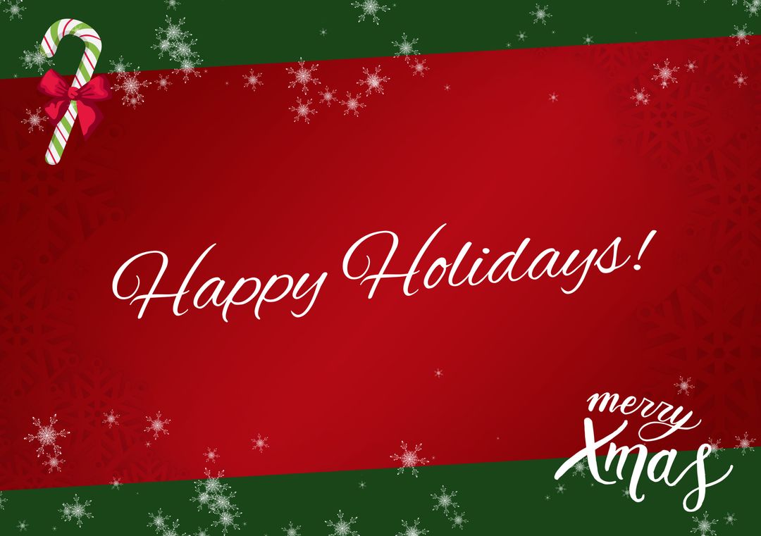 Festive Greeting Card with Candy Cane and Snowflakes