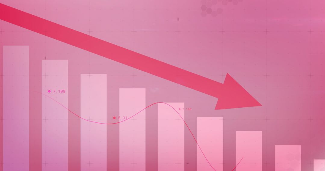 Declining Graph and Arrow Indicate Financial Downtrend