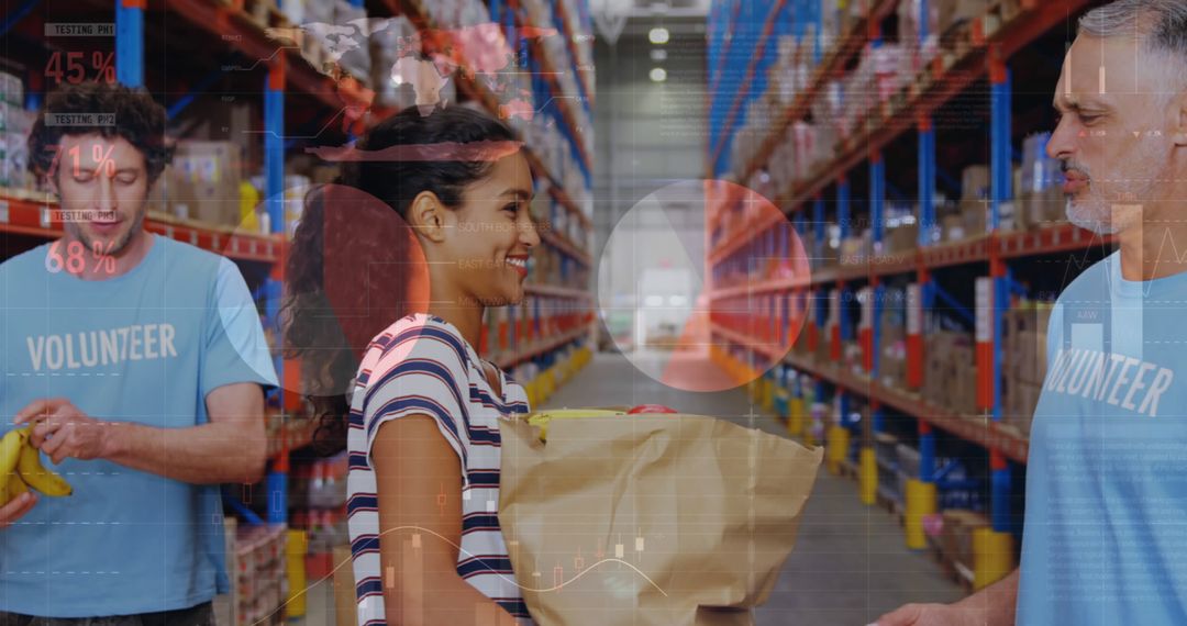 Volunteers Distributing Food at Warehouse - Free Images, Stock Photos and Pictures on Pikwizard.com