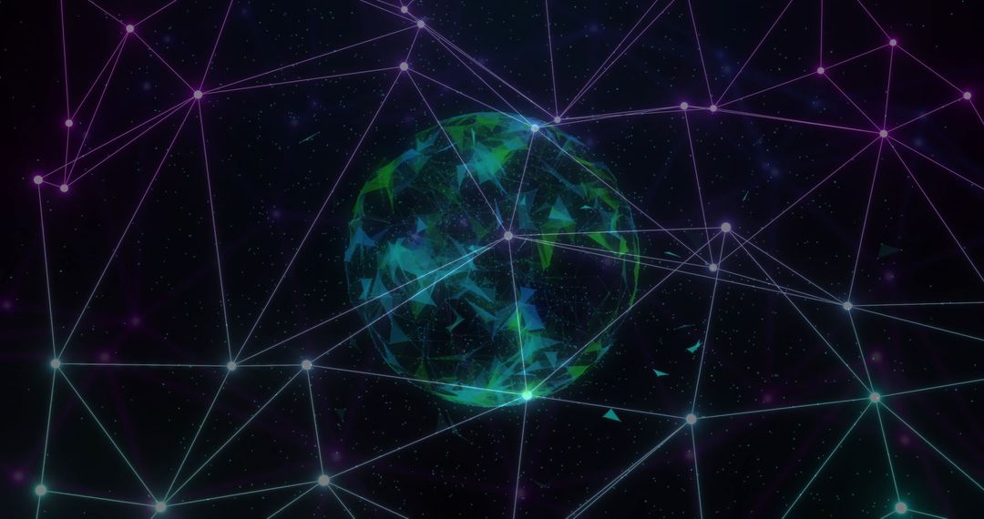 Digital Network Connections Over Glowing Earth