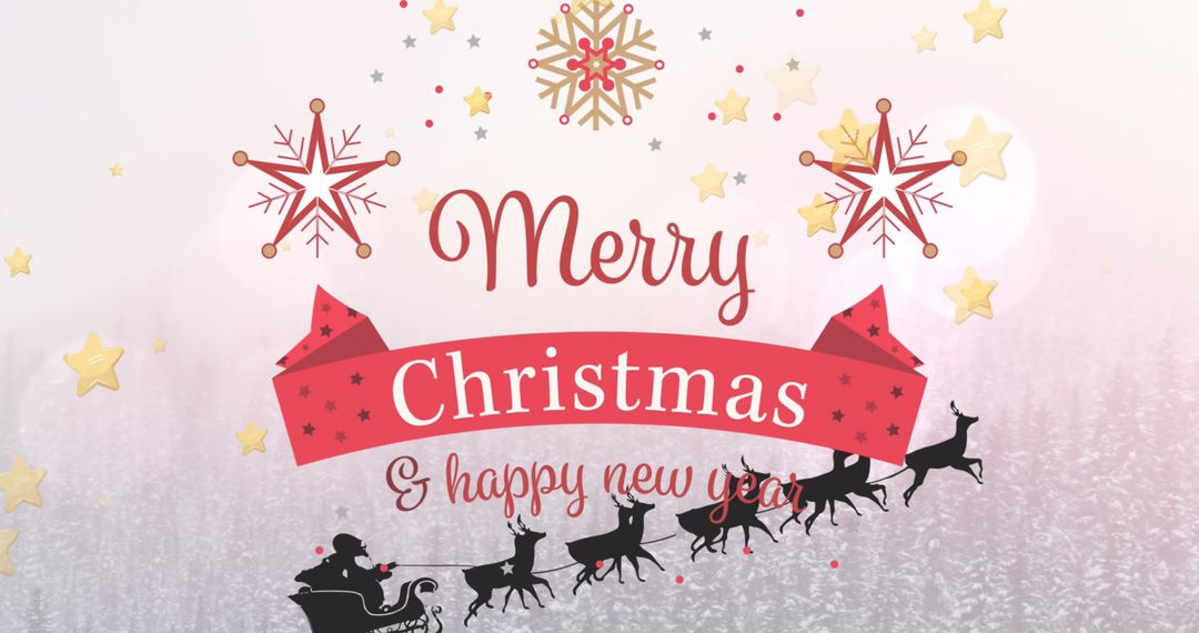 Festive Christmas and New Year Greetings with Santa Sleigh