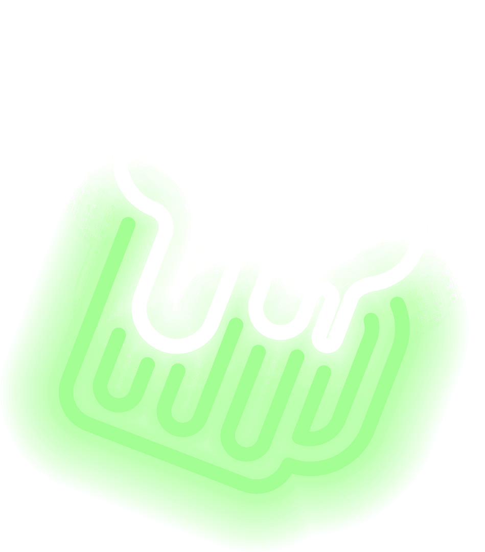 Vibrant Green and White Fluid Design on Transparent Canvas