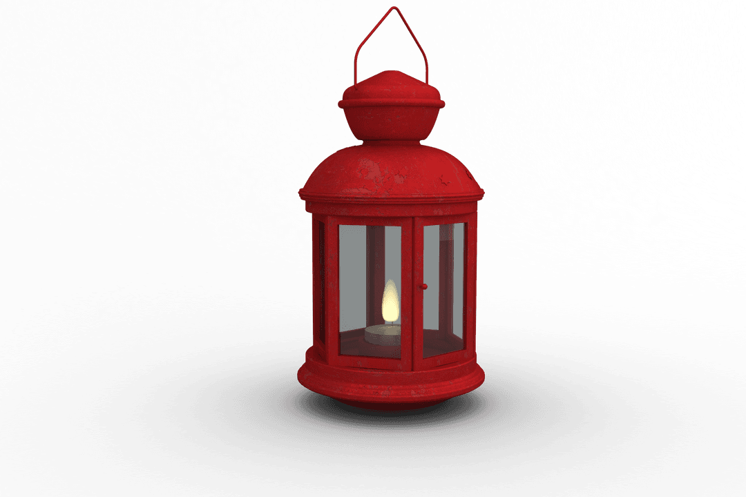 Transparent Red Lantern Glowing with Candlelight Magic