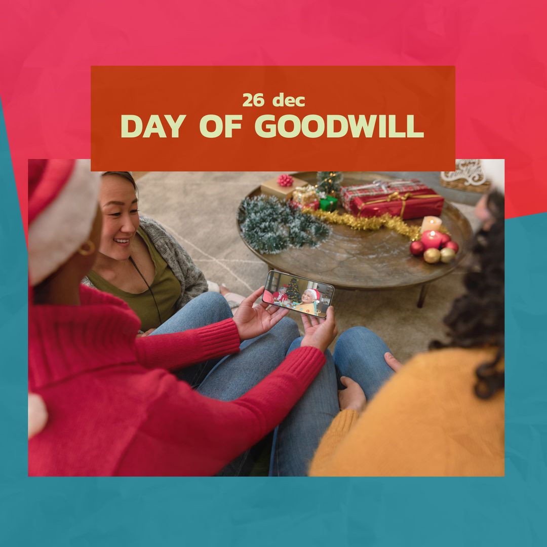 Celebrating the Day of Goodwill with Diverse Group in Festive Hats