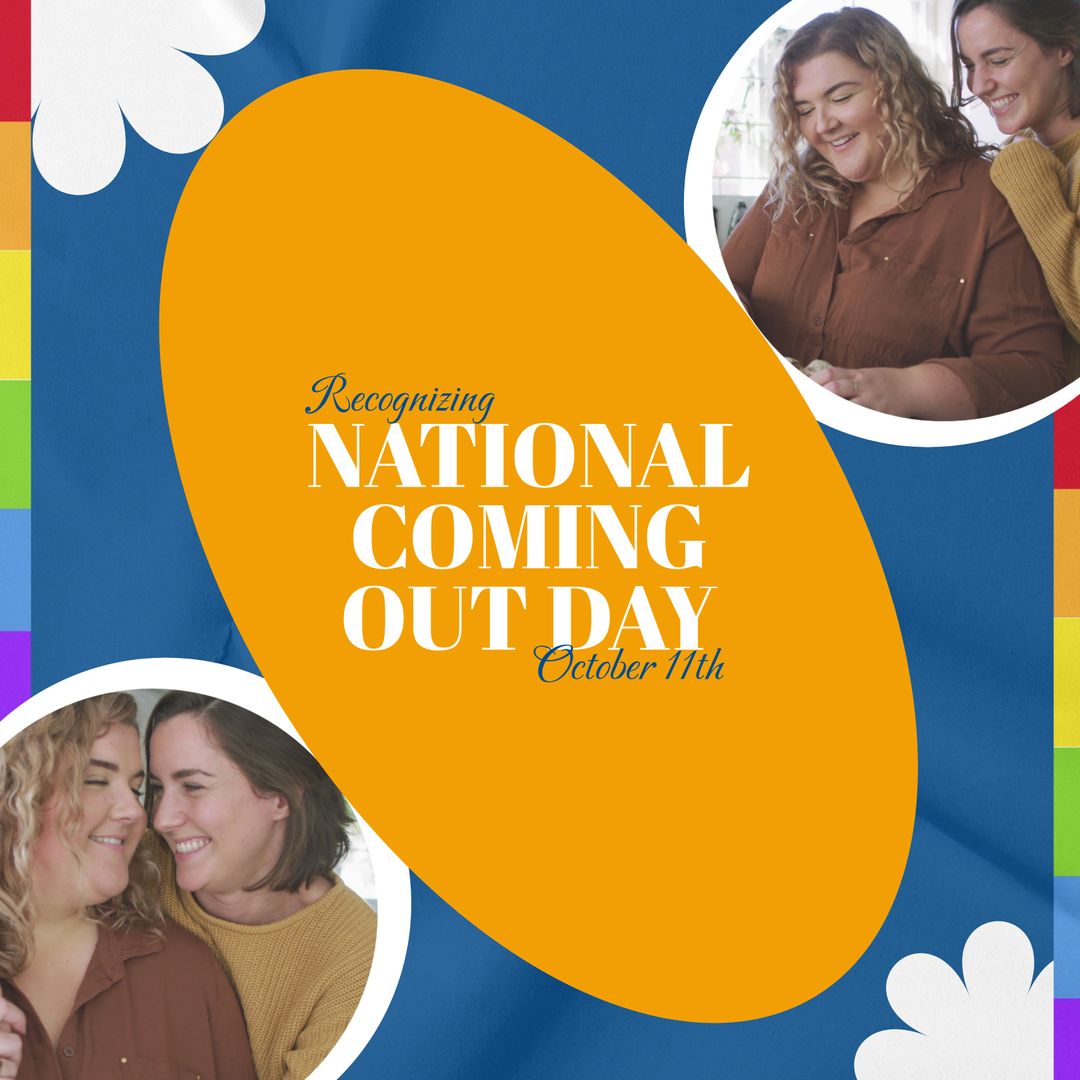 National Coming Out Day Celebration with Lesbian Couple Smiling Together