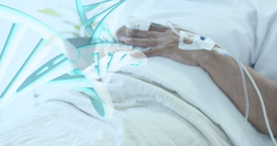 Patient Receiving IV Therapy with DNA Concept Overlay