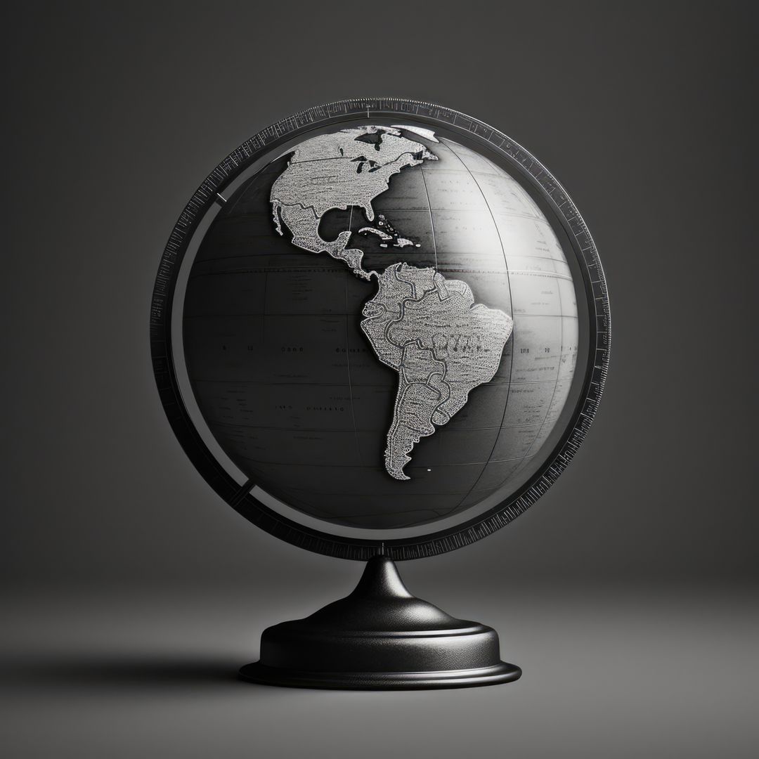 A black and white globe on a dark background, with copy space - Free Images, Stock Photos and Pictures on Pikwizard.com