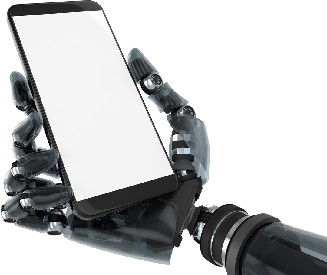 Robotic Hand Holding Smartphone Transparent Background Communication Technology Concept - Download Free Stock Images Pikwizard.com