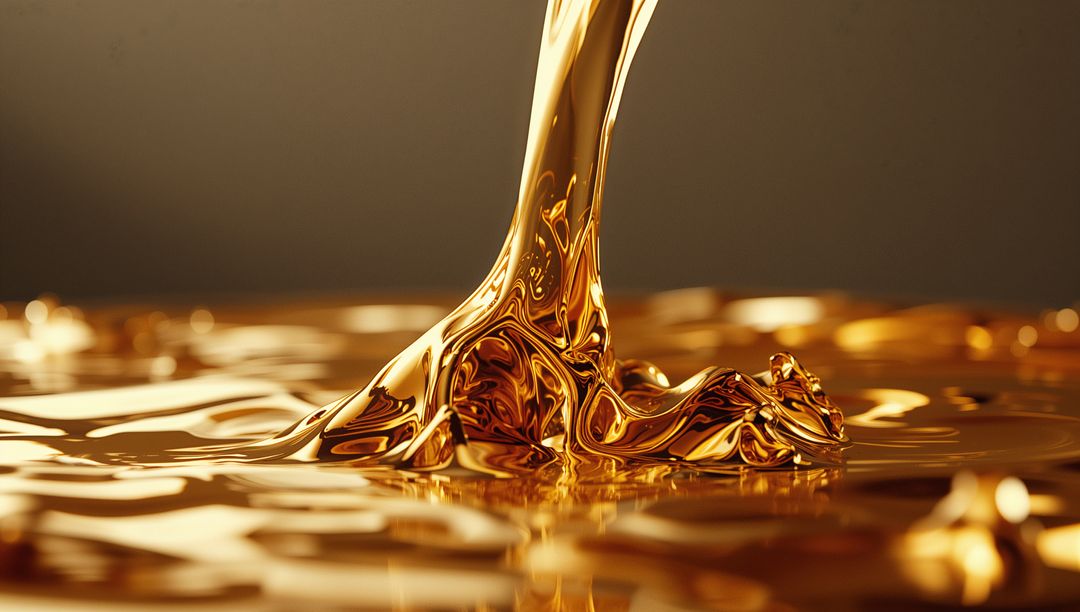 Golden Liquid Elegance with Reflective Ripple Surface