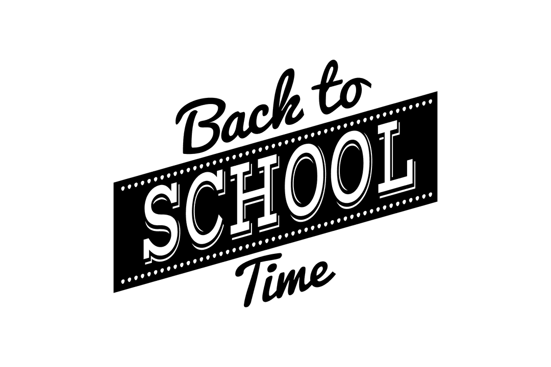 Back to School Time Typography on Transparent Background