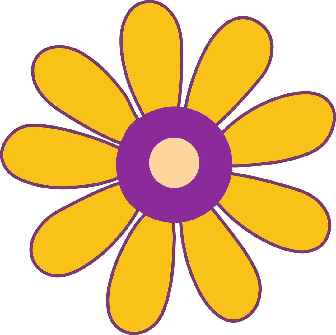 Flat Transparent Stylized Flower with Yellow Petals