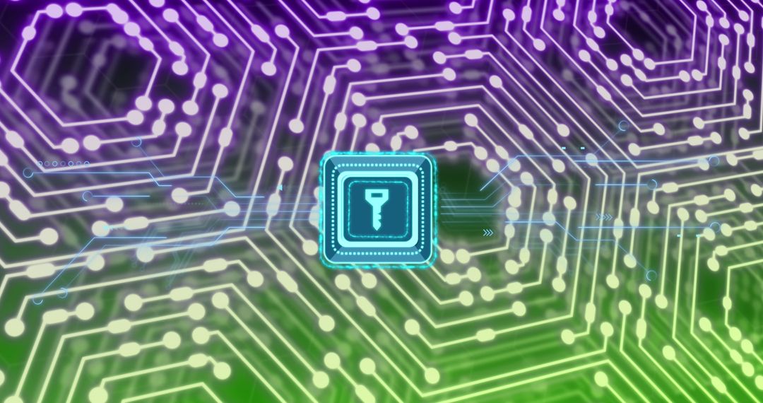 Digital Key on Futuristic Network Background