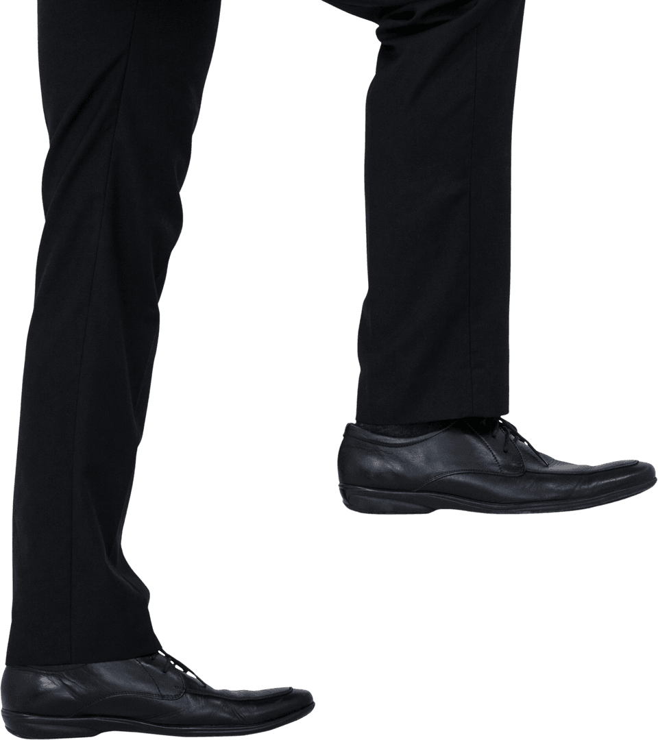 Businessman Climbing Steps on Transparent Background