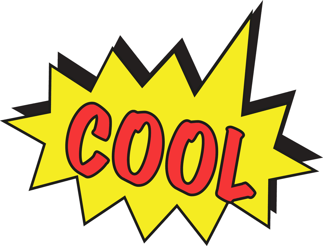 Dynamic Pop-Art Explosion with Red COOL Text on Transparent Background