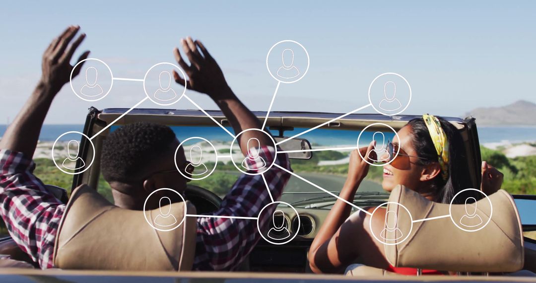 Couple Enjoying Drive with Connectivity Theme on Coastal Road