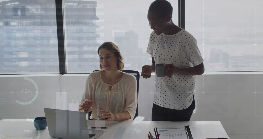 Collaborative Team Analyzing Financial Data at Modern Office
