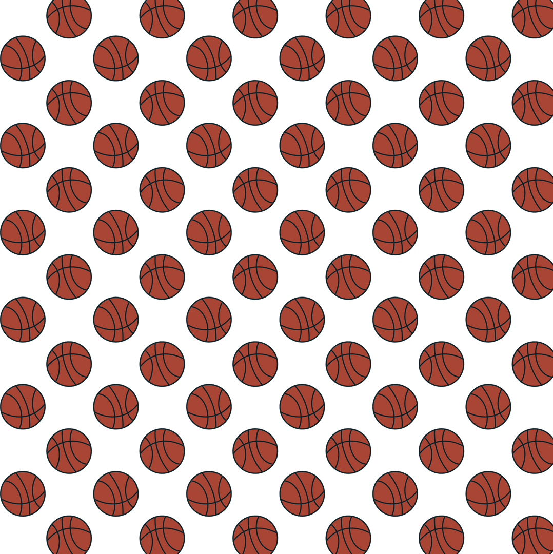 Seamless Transparent Basketball Pattern with Black Background
