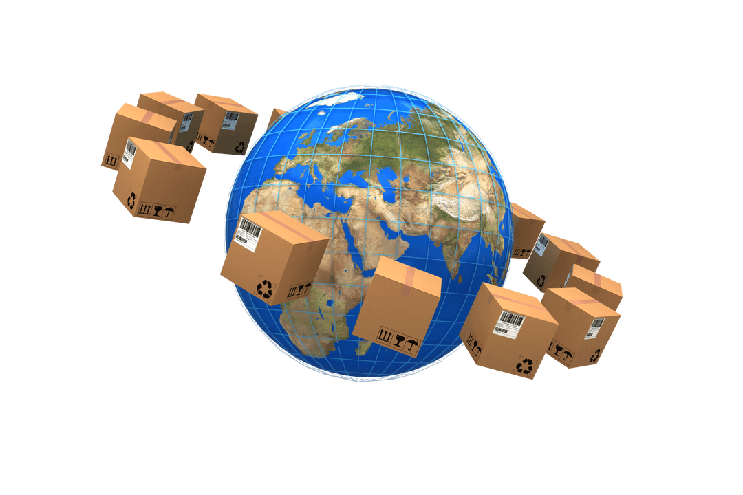 Transparent Globe with Shipping Boxes Symbolizing Global Delivery - Download Free Stock Images Pikwizard.com