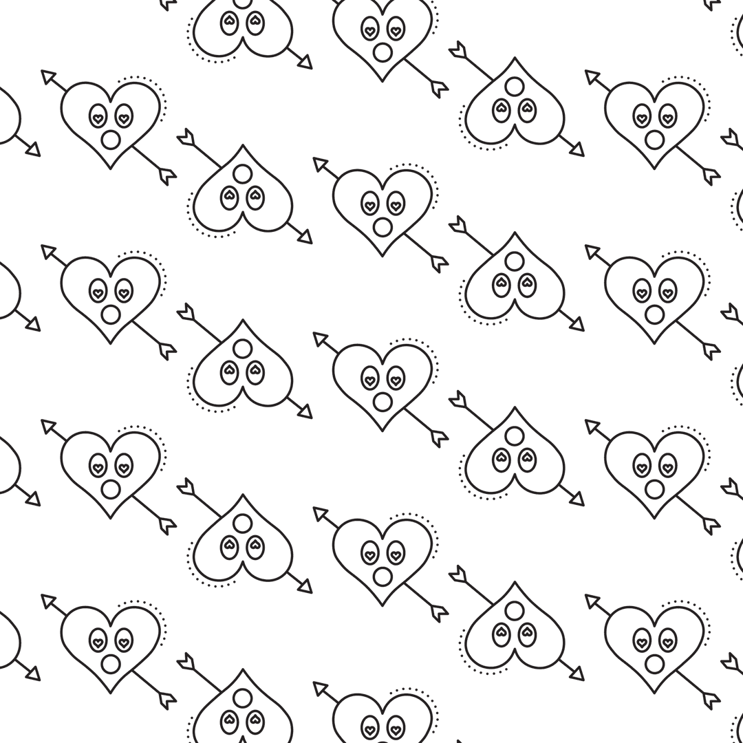 Heart with Arrow Pattern on Transparent Background for Designs