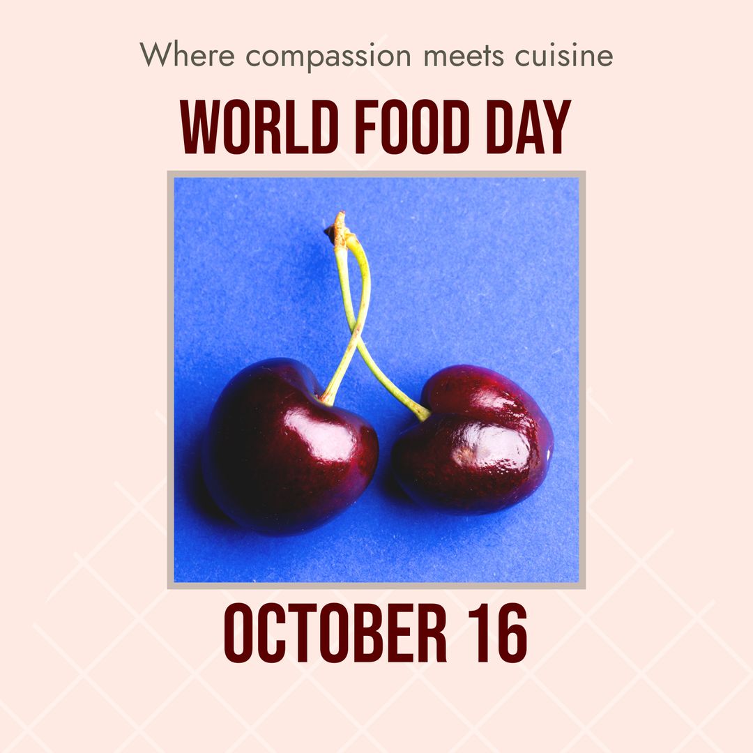 World Food Day October 16 with Fresh Red Cherries Illustration