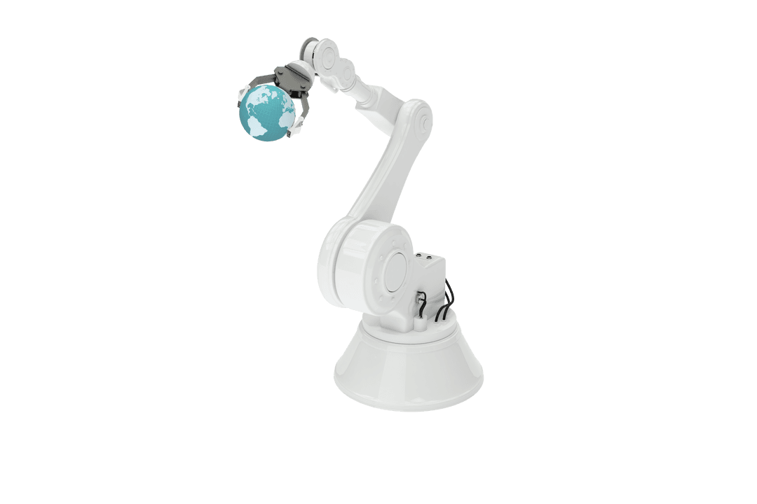 Robotic Arm Holding Globe Transparent Technology Illustration