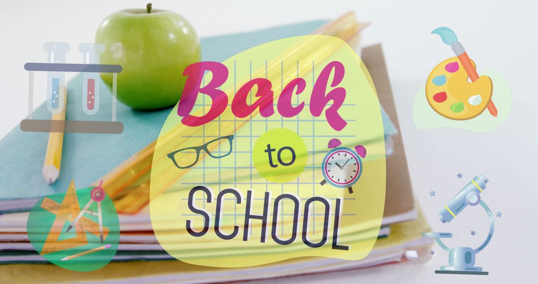 Back to school concept with apple and educational icons