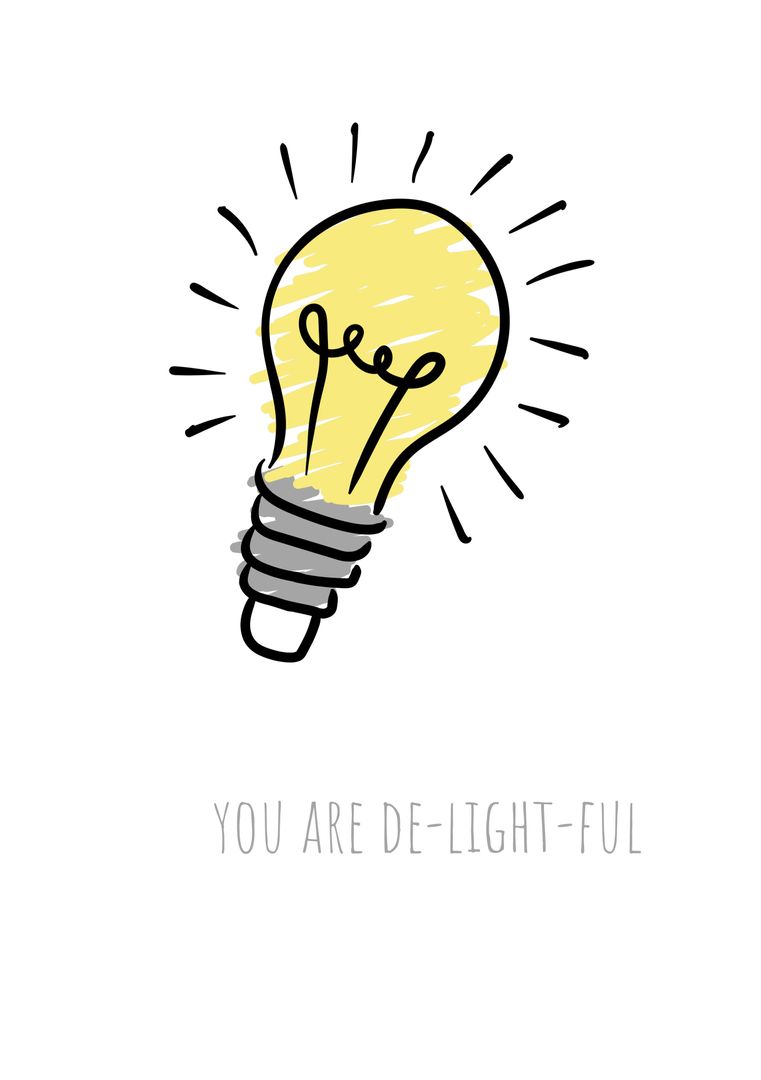 Whimsical Light Bulb Illustration with Cheerful Message