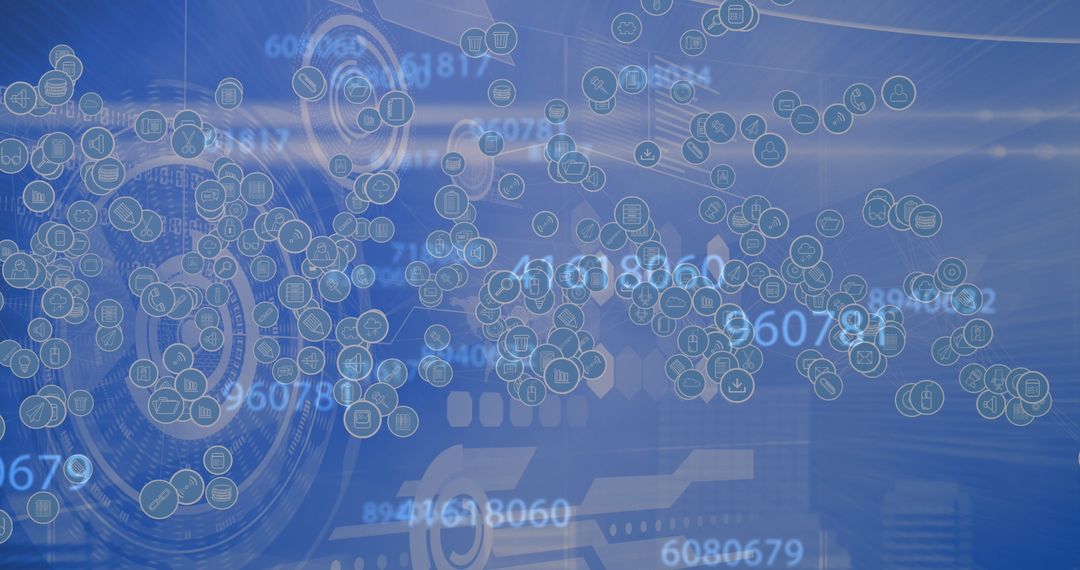 Global Technology Interface with Digital Icons and Numbers