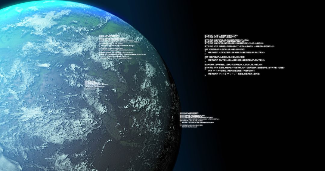 Digital Globe with Data Streams on Dark Background
