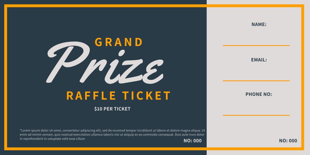 Elegant Grand Prize Raffle Ticket Template for Giveaway Contests ...