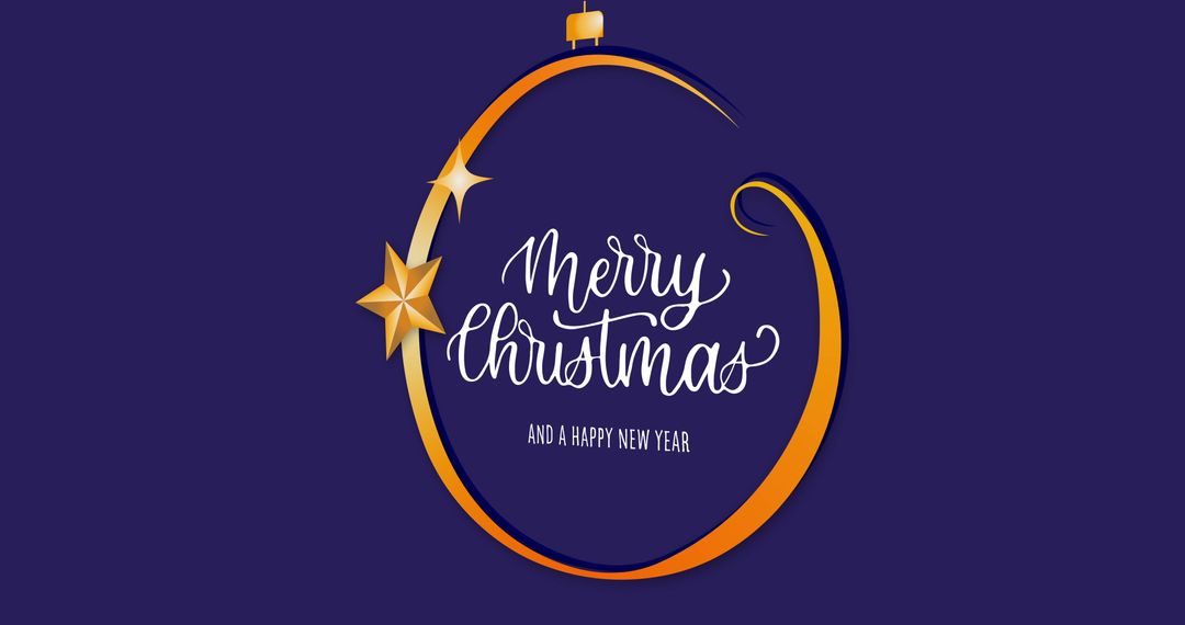 Elegant Merry Christmas Card with Ornament Decoration on Purple