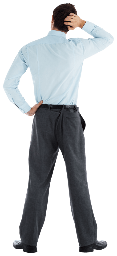 Transparent Image of Businessman Scratching Head Full Length