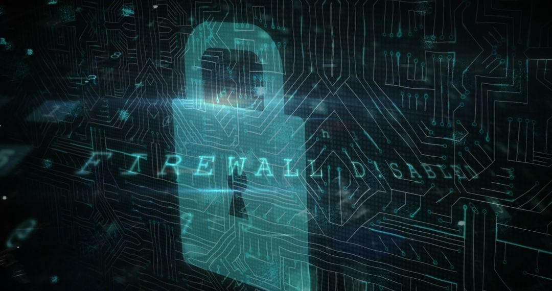 Cybersecurity Padlock and Digital Circuitry Visualization