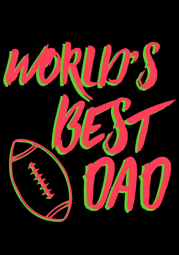 Neon World's Best Dad with Football Illustration
