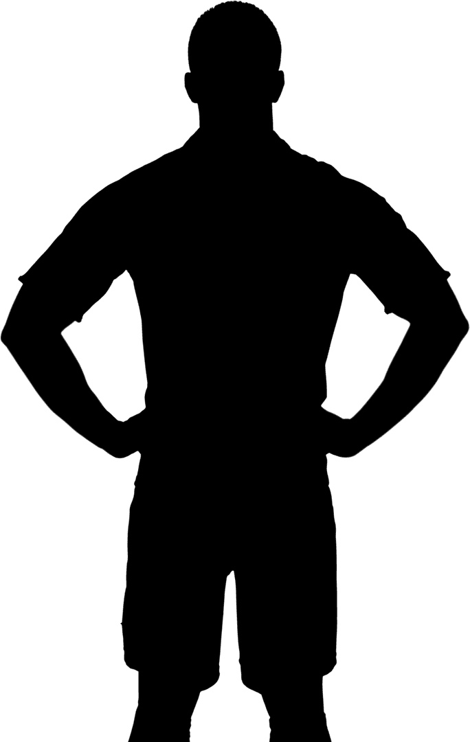 Silhouette of Man in Confident Pose on Transparent Background