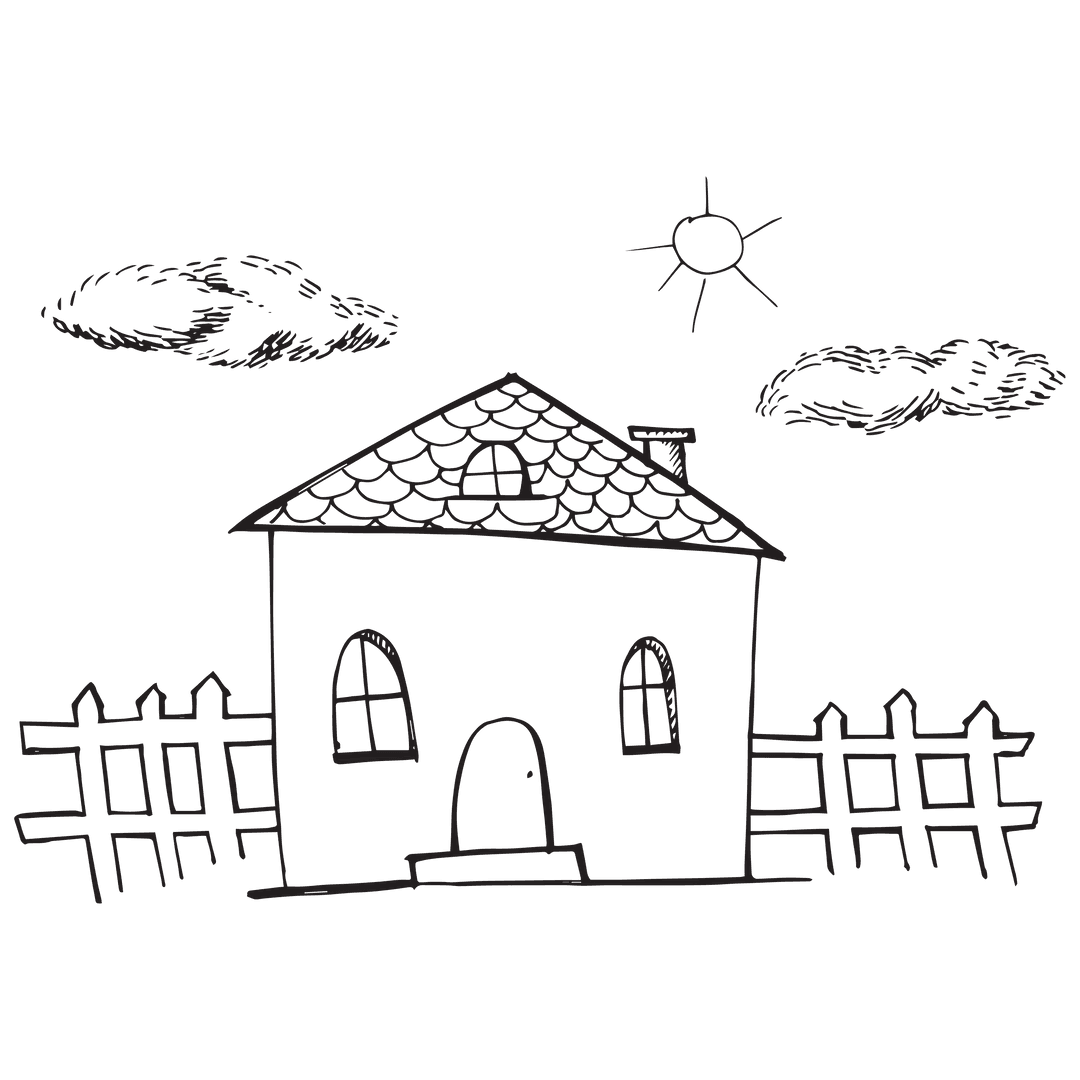 Transparent Doodle Style House Icon on Clear Background