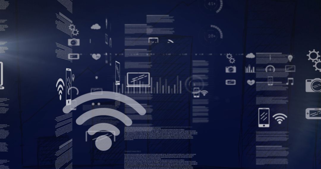 Digital Data Interface with Wi-Fi Connectivity Icons Concept