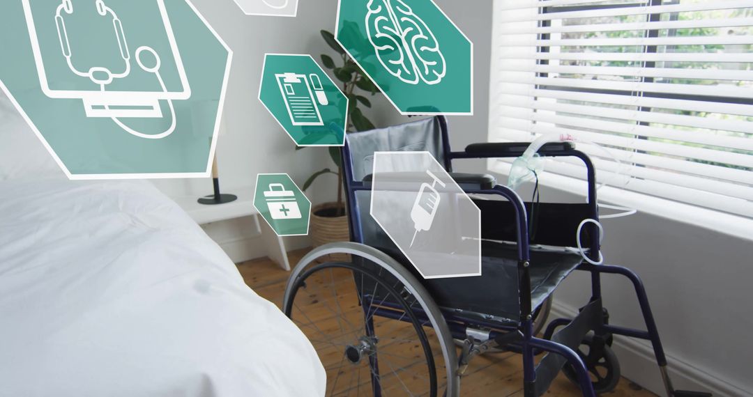 Modern Healthcare Technology Interface with Empty Wheelchair