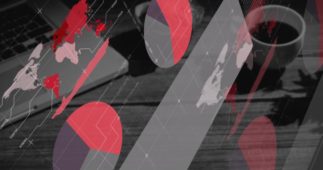 Abstract Statistical Data Visualizations Over Office Background