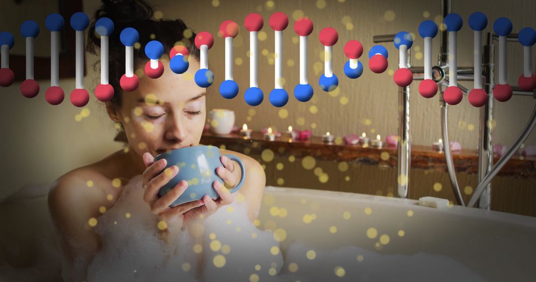 Tranquil Bath with Helix Projection: Blending Wellness and Science