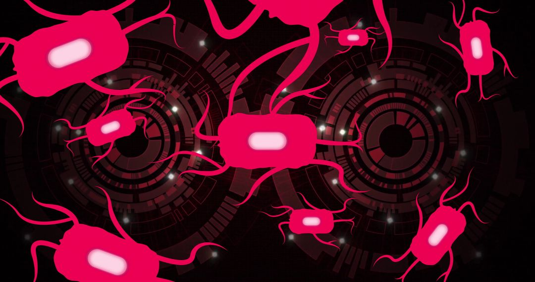 Abstract Visualization of Bacteria Amidst Futuristic Digital Interface