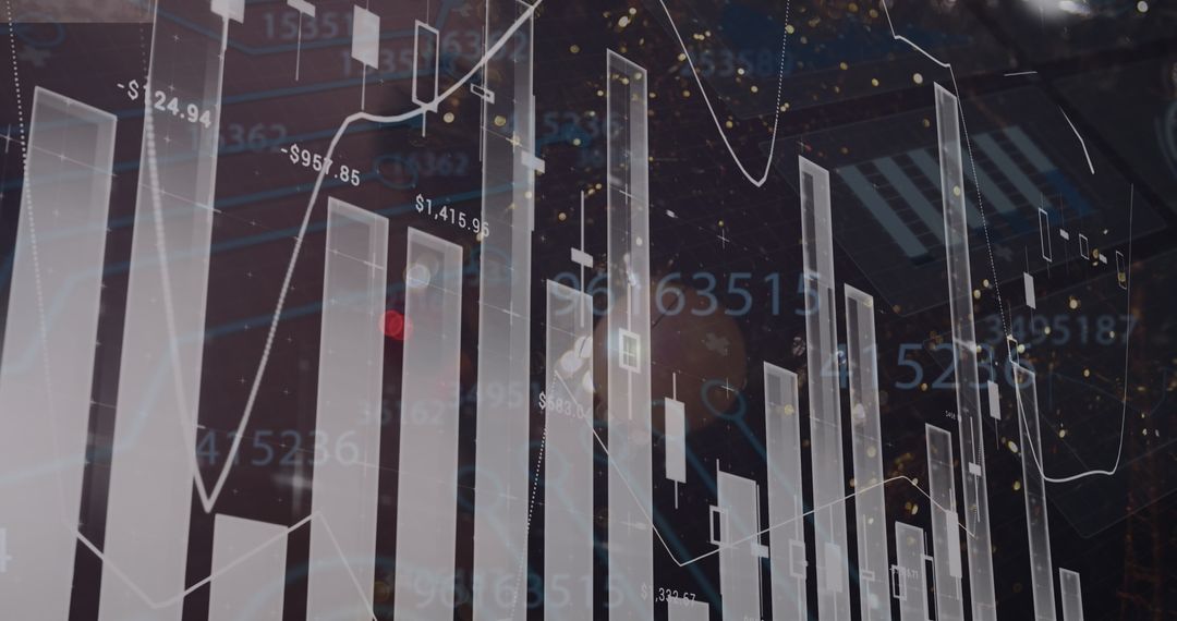 Abstract Cyber Landscape with Digital Financial Data Visuals