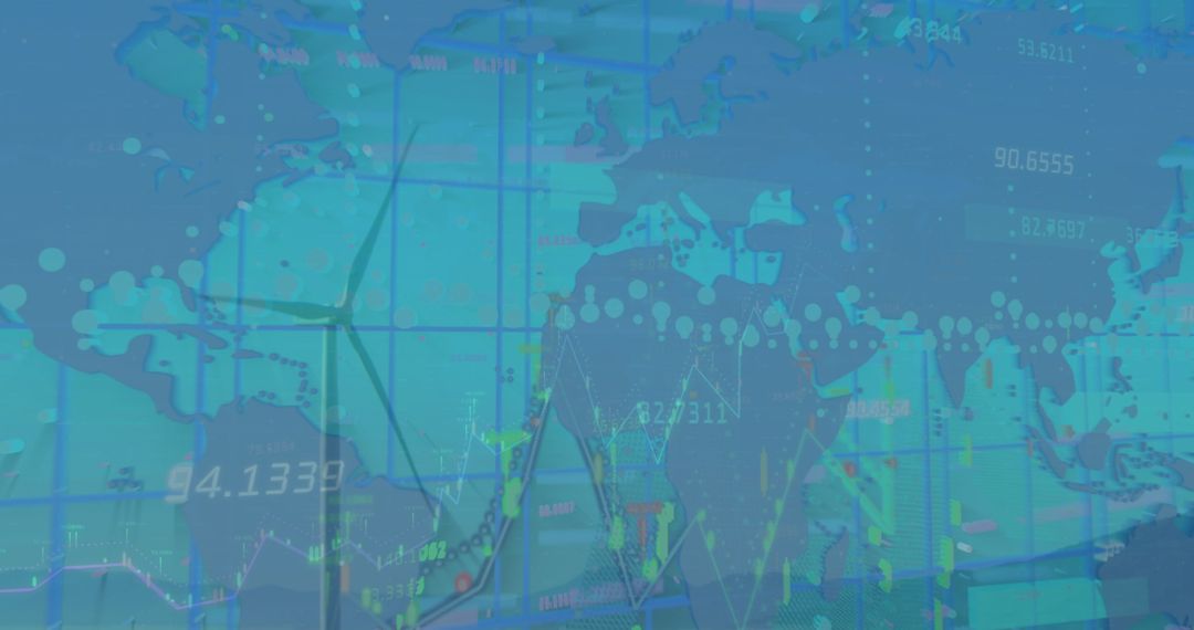 Global Financial Trends on Digital World Map